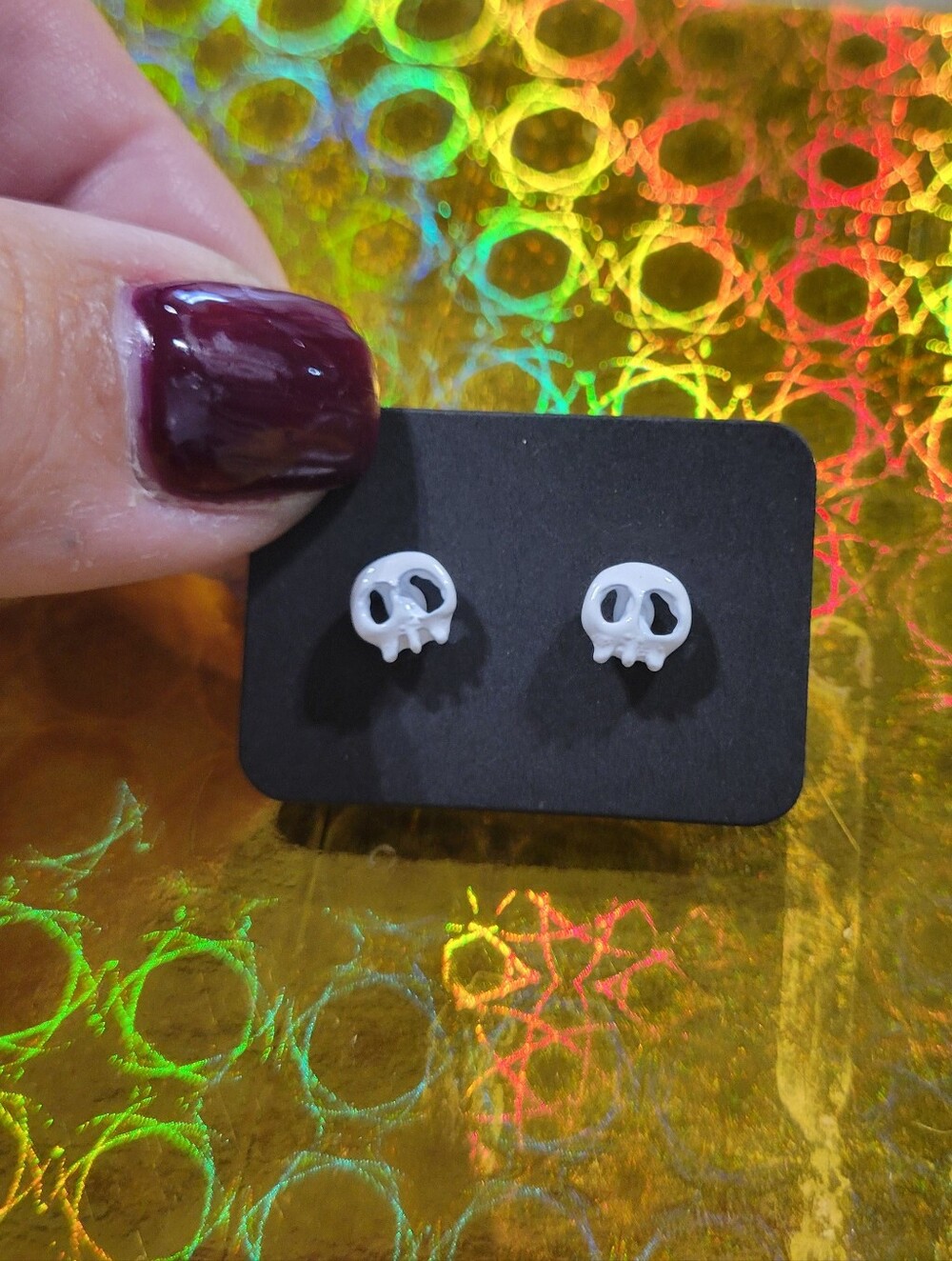 White Skull Stud Earrings for Kids - Cute Halloween Accessory